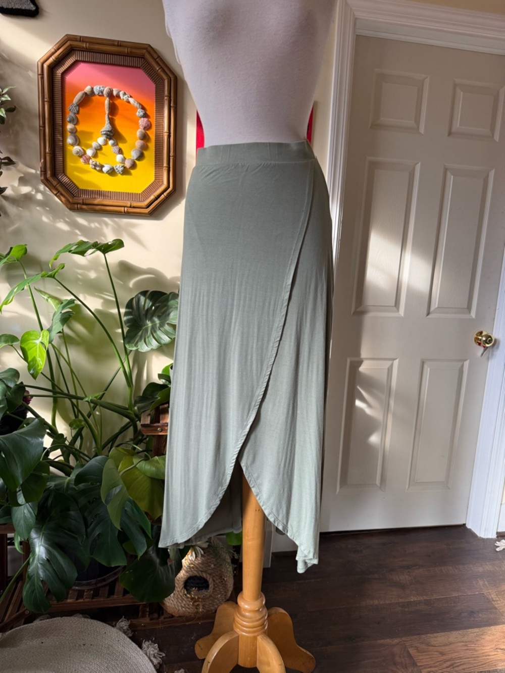 Charlotte Russe Sage Green High-Low Wrap Skirt